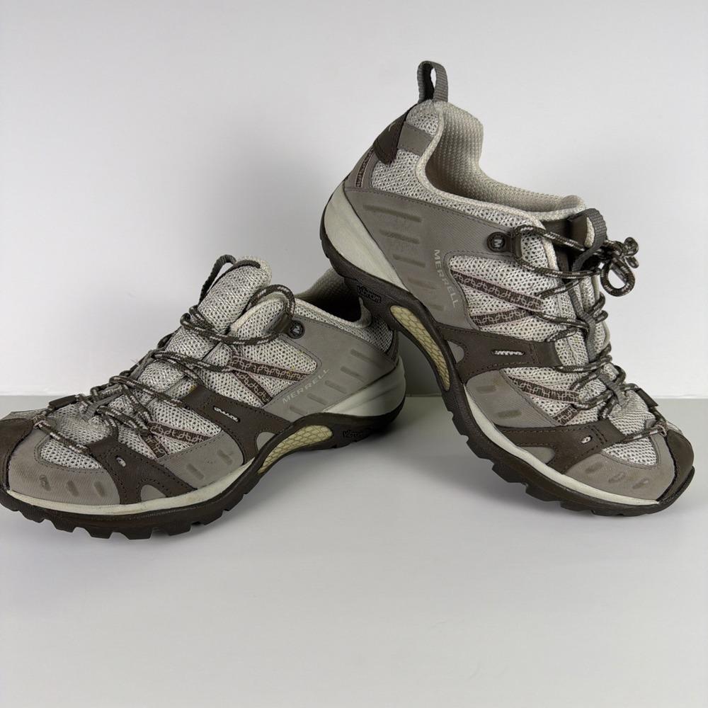 Merrell Shoes Women Size 8.5 Elephant/Pink Hiking Vibram Soles Trail Hike